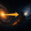 銀河が突進、クエーサーが星を壊す？星が生まれぬ宇宙の衝突　114億年前の光景