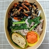 お弁当を作りました！(豚肉とかき菜の塩麴炒め)