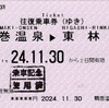 本日の使用切符：小田急電鉄 鶴巻温泉駅発行 鶴巻温泉-東林間 往復乗車券