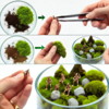 苔テラリウムにフィギュアを取り入れることで、独自のミニチュア世界を創り出すことができます。自然の風景と人間のアートを融合させ、視覚的な物語を表現するテラリウムは、インテリアとしても人気があります。