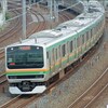 カーブを通過する宇都宮線E231系電車