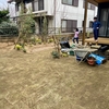 造園スタート、真砂土搬入・芝生敷き・植栽・防草シートなど