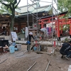 高津神社（4）高津宮とこしえ秋祭 葦舟造り 境内で井戸掘り奉仕 運動不足に効果絶大 求ム！井戸掘りびと（大阪市中央区）