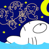 眠りにつくゴマフアザラシの子ども家族の星座を夢みる !! 