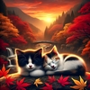 紅葉と共に眠る ～二匹の秋の安らぎ～