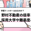 【野村不動産の過去の採用大学は？】学歴フィルターや就職難易度も解説！
