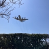 北総線の上を行く海上自衛隊下総基地の航空機