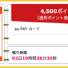 【ハピタス】au PAY カードが期間限定4,500pt(4,500円)にアップ！ さらに最大10,000円Pontaポイントプレゼントも！ 年会費無料！ ショッピング条件なし！ 