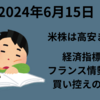 【24/6/15】前日の米株は高安まちまち　ミシガン大学消費者信頼感指数は予想外に下落、期待インフレ率は予想を上回る　フランス情勢もあり買い控えムードも