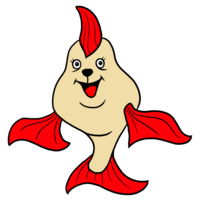 赤青黄色のかわいい金魚 のイラスト