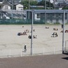 予告なし地震避難訓練②　運動場で