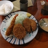 かつ進（千代田区外神田）のメンチとコロッケ（メンコロ）定食