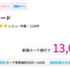 【ハピタス】楽天カードが13,000pt(13,000円)にアップ！ 更に10,000円相当の楽天ポイントプレゼントも！ 年会費無料！