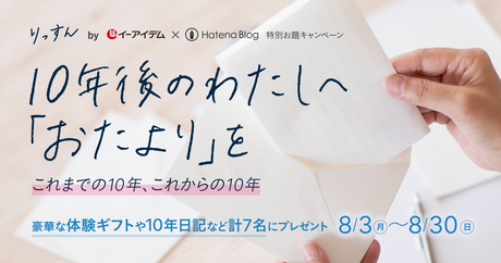 10年後の“わたし”に手紙を書こう。Webメディア「りっすん」10周年を記念したお題キャンペーン実施