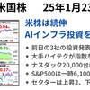3社のAIインフラ投資を引き続き材料視　ナスダック終値2万到達、S&P一時6,100ptで取引時間中の最高値を更新　2025年1月23日