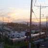 夕焼け空に富士山何処だ