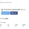 おかげさまで、月間PV1000を超えました！！