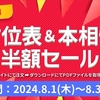 本日最終日～半額セール