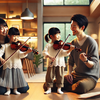 双子のバイオリン体験レッスン！…あれ、パパも？！