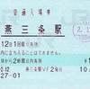 本日の使用切符：JR東日本 燕三条駅発行 普通入場券