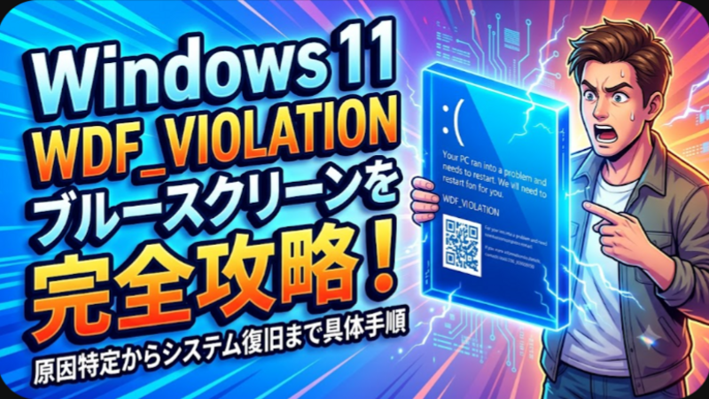 Windows11で多発するWDF_VIOLATIONブルースクリーンを完全攻略！原因特定からシステム復旧までの具体的手順