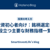 投資初心者向け：銘柄選定に役立つ主要な財務指標一覧