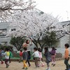 桜の下で記念撮影