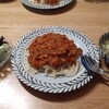 ミートソースと、はらこ飯風のもの