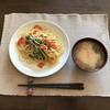 肉じゃがと素麺サラダと白菜を