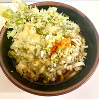 原木そば（原木中山）春菊天うどん＋いんげん天