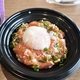 温玉サーモン丼と小海老天そば