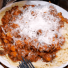 東出昌大の鹿と猪ボロネーゼを牛肉で再現したパスタ