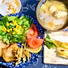 下仁田ネギをゴマ味噌で香ばしく焼く　豚肉揚げと鶏つみれ汁と