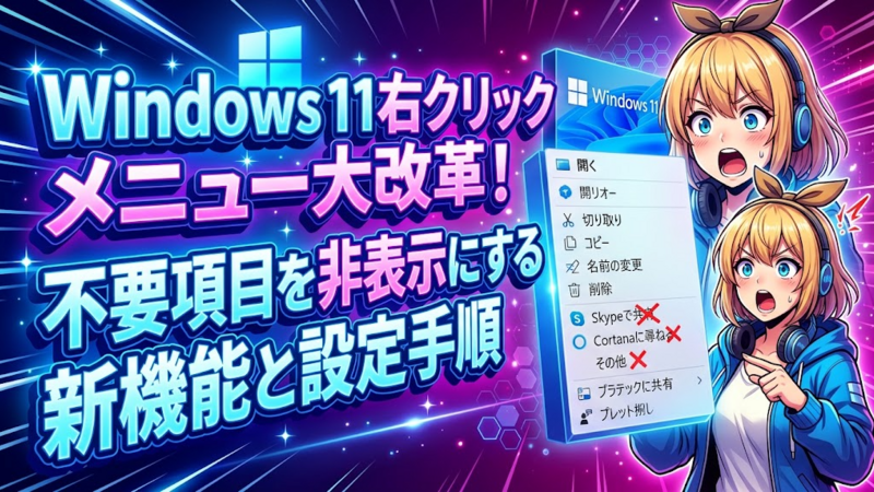 Windows 11右クリックメニュー大改革！不要項目を非表示にする新機能と設定手順
