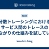 分散トレーシングにおけるサービス間のトレースのつながりの仕組みを試していた