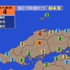 夜だるま地震速報『最大震度4/広島北部』