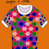 t-shirt con stampe di esagoni e stelle【六角形と星柄のティーシャツ】