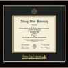 Albany State University Diploma Frame - Black Lacquer - w/Embossed Albany Seal & Name - Black on Gold mat
