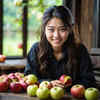 リンゴ（果実）・女性・美人 無料 フリー写真・フリー画像（AI画像生成）