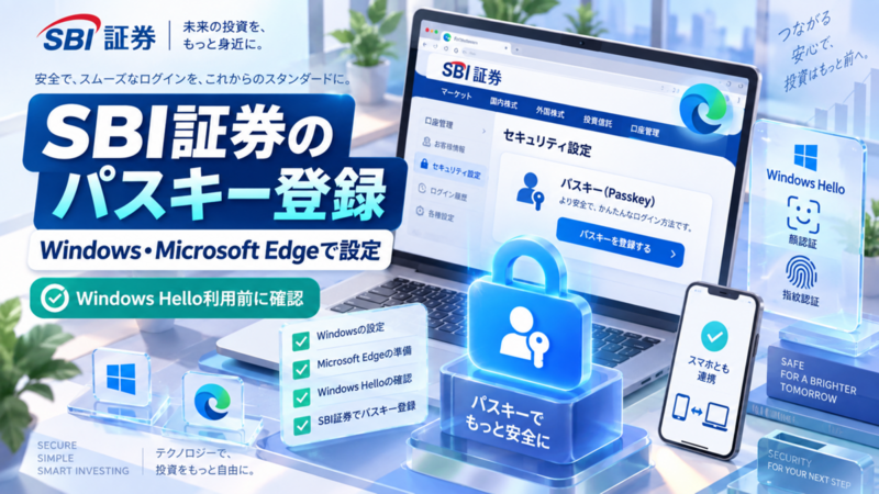SBI証券のパスキー登録をWindows・Microsoft Edgeで設定する方法｜Windows Hello利用前に確認するポイント