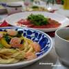 ♪小松菜とエビのクリームパスタ＆まぐろのカルパッチョ♪