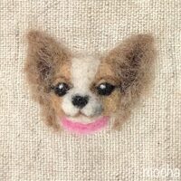 ぬいくんの胴輪飾り】羊毛フェルト刺しゅうの犬・甲斐犬 - mocharina