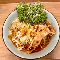 文殊（大山）春菊天うどん＋ゲソ天