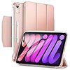 ESR iPad mini6 ケース 2021 三つ折りケース 半透明 スマートケース 留め具付き 三つ折りスタンド オートスリープ/ウェイク対応 Pencil 2のペアリング・充電対応 ローズゴールド