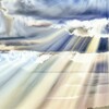 天使の梯子と、空へ昇る光