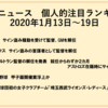 野球ニュース　個人的注目ランキング　2020年1月13日～19日