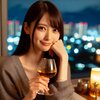 夜景とブランデー：二十代女性の美しい部屋でのひと時