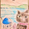 水彩画　黒猫🐈‍⬛の旅シリーズ