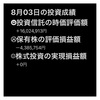 #2021年8月3日 #投資信託 の#時価評価額 。#保有株 の#評価損益額 。