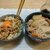きょうもきな粉餅。三食とん汁(15日目/しらたき増量)。納豆玉子かけごはん。
